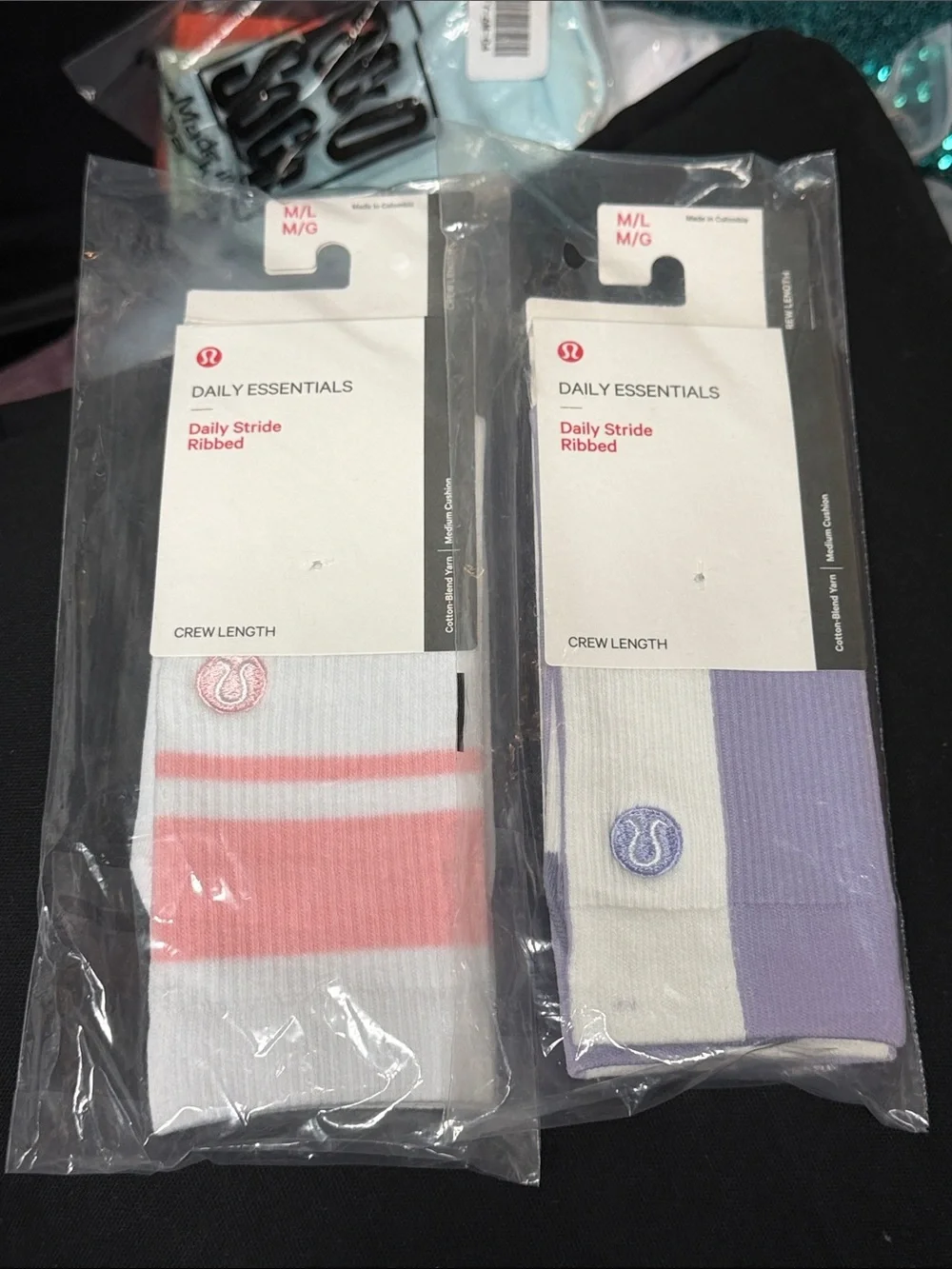 lululemon athletica Daily Essentials Crew Socks - Pink Stripe & Lavender Block